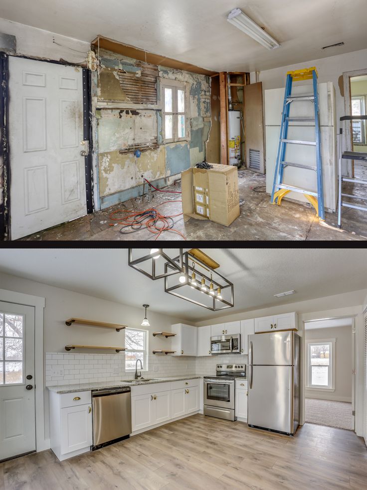 Kitchen demolition and finished remodel.