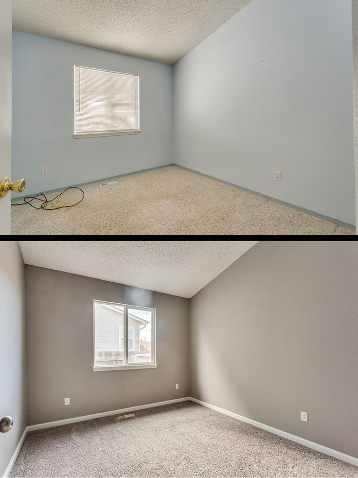Before and after interior paint transformation of a bedroom in Billings Montana.